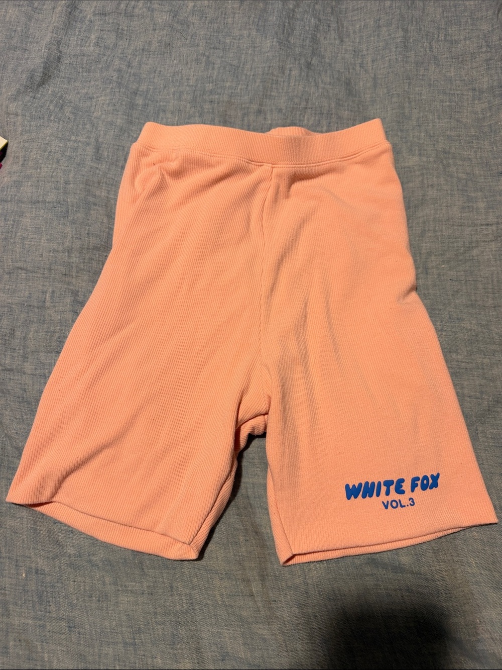 WHITE FOX Peach Ribbed Bike Shorts size XSmall